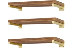 EZYDECOR 6 Pcs Gold Shelf Bracket 8 Inch Heavy Duty Brackets for Shelf Metal Wall Floating Shelving Brackets Industrial Shelf Brackets for Space Saving