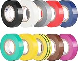 TSKDKIT 10 Rolls Electrical Insulation Tapes 15mm 10m Mixed Colour 600V view 1