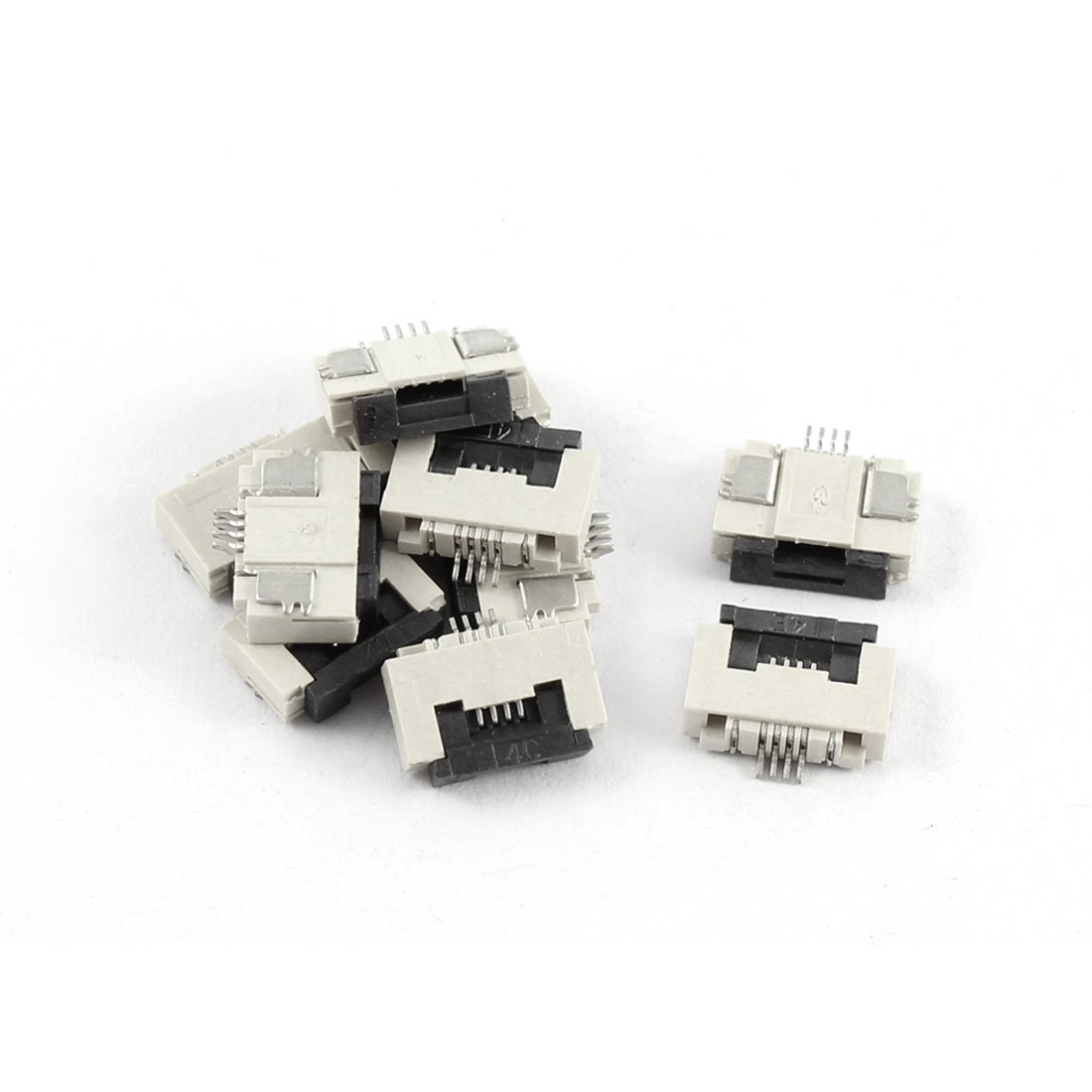 sourcing map Clamshell Type Bottom Port 4Pin 0.5mm Pitch FFC FPC Connector 10Pcs