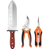 3PCS Hori Hori Garden Knife Set, Stainless Steel Weeding Puller Tools | Stainless Steel Weeding Puller Tool, Hori Hori Bypass Pruning Shears &amp; Long Nose Fruit Pruner