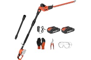 MAXLANDER Hedge Trimmer 18-Inch Cordless Pole Hedge Trimmer, 16-Feet Max Reach Hedge Trimmer with Extension Pole, Multi-Angle Adjustable, 2 x 2.0Ah Battery and Charger Included