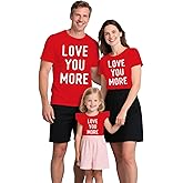 NEWKA Family Valentines Shirts Couples Matching Valentine T-Shirt Love You More Mommy and Me Tee Tops