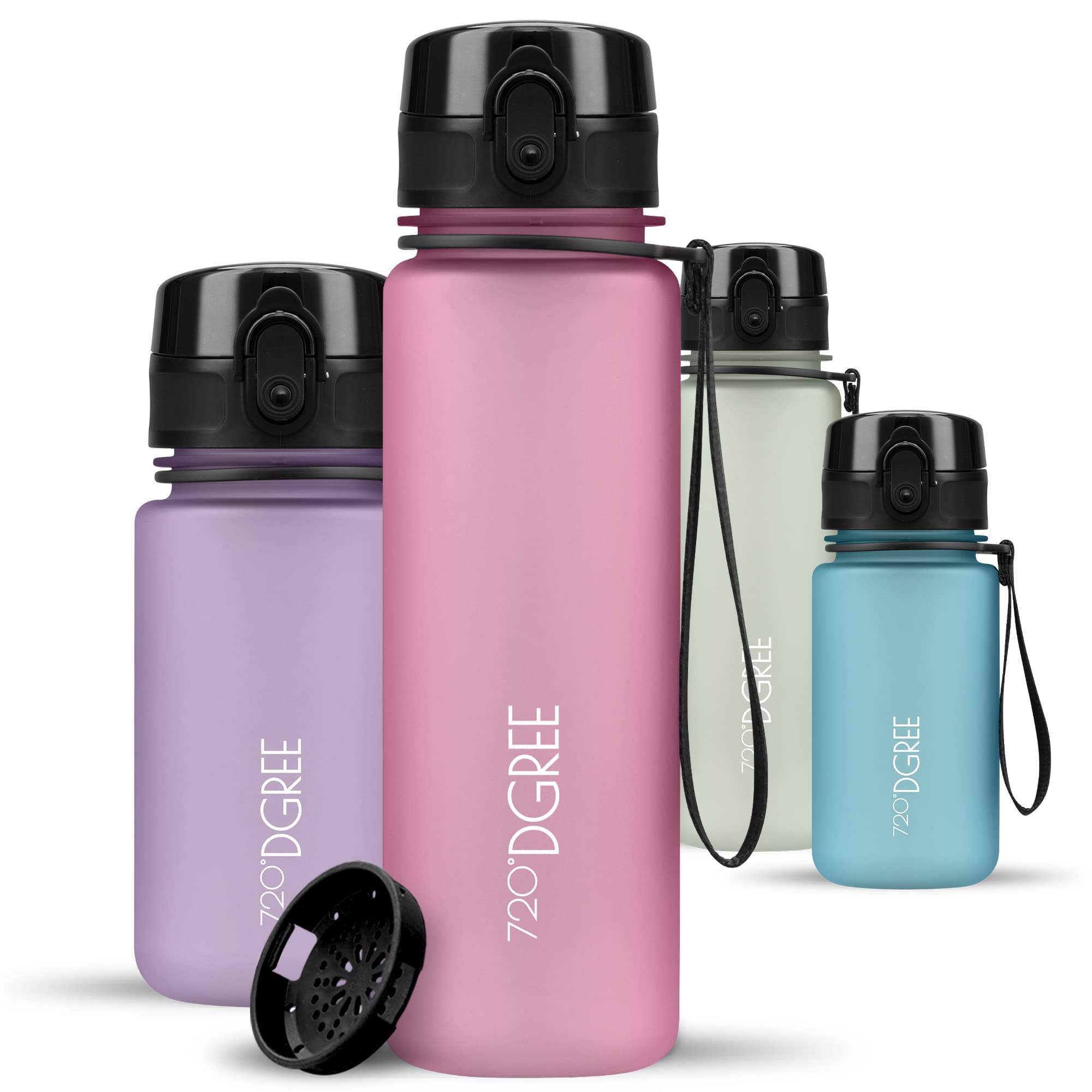720°DGREE Water Bottle Kids 500ml “uberBottle“ softTouch +Sieve - BPA-Free Tritan, Leakproof, Reusable Drinking Bottle - Waterbottle for Children, School, Playground, Boys, Girls, Handbag, Sport, Bike