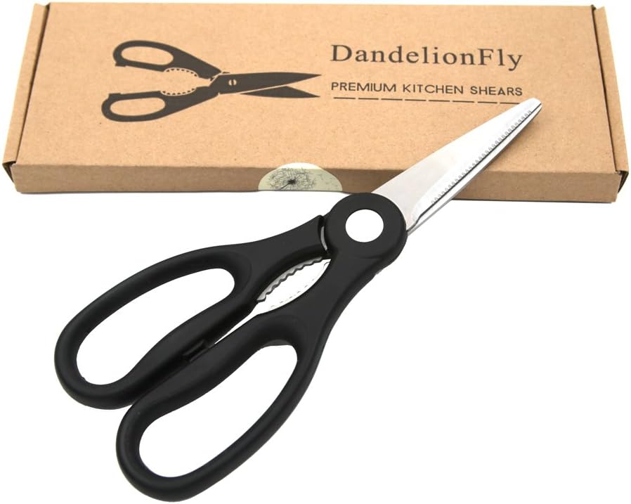 DandelionFly Award-Winning Heavy Duty Multi Purpose Utility Scissors for Chicken Poultry Fish Meat Vegetables, Herbs and Daily Use Around The House