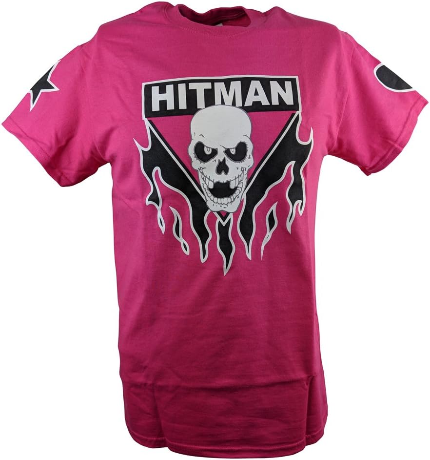 Bret Hitman Hart Pink Mens T-Shirt Single Sided Print