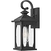 zeyu 1-Light Exterior Light Fixture, 14.4 Inch Outdoor Wall Lantern for Patio House, Die-Cast Aluminum with Seeded Glass, Bla