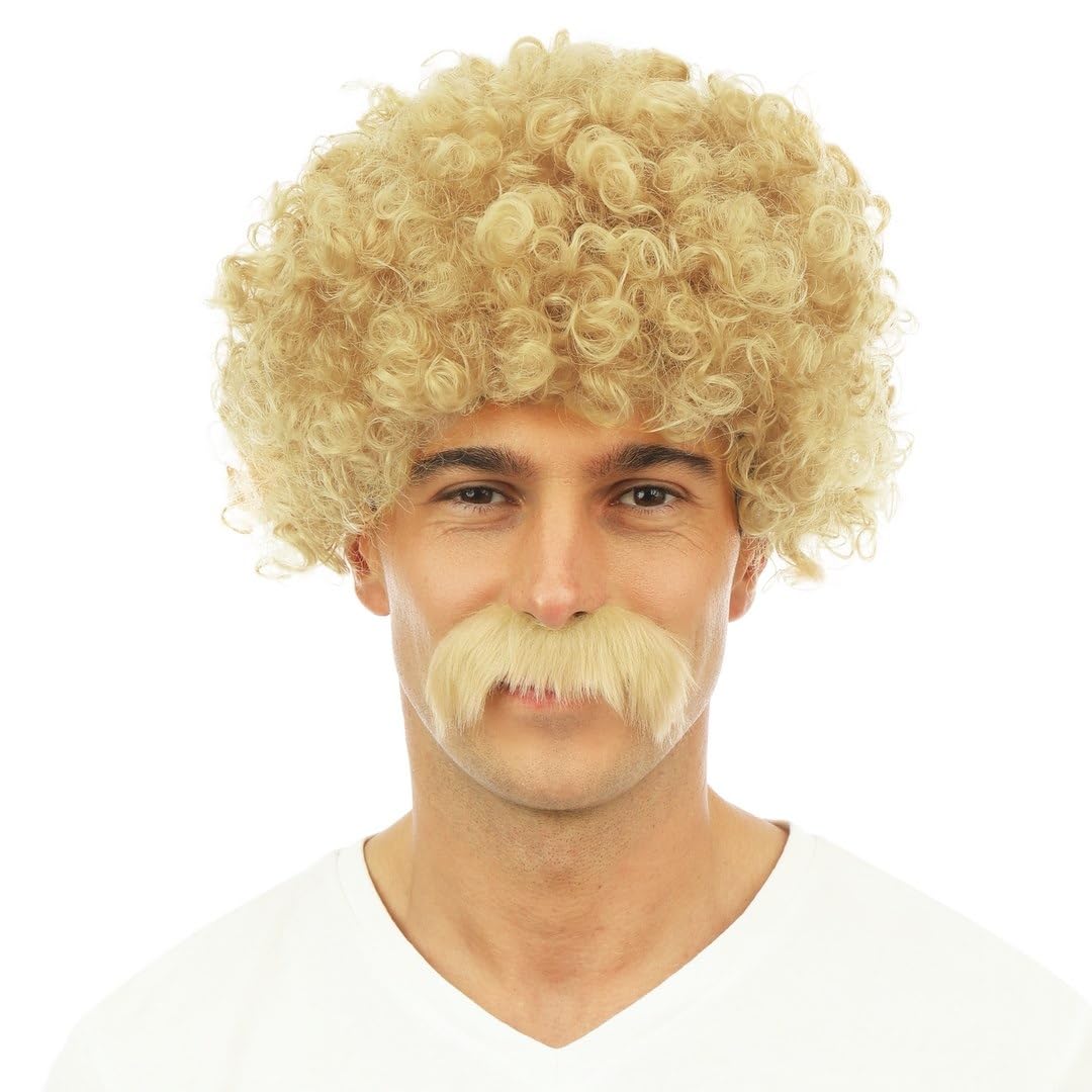 P'tit Clown - Lucien short wavy wig and moustache for men