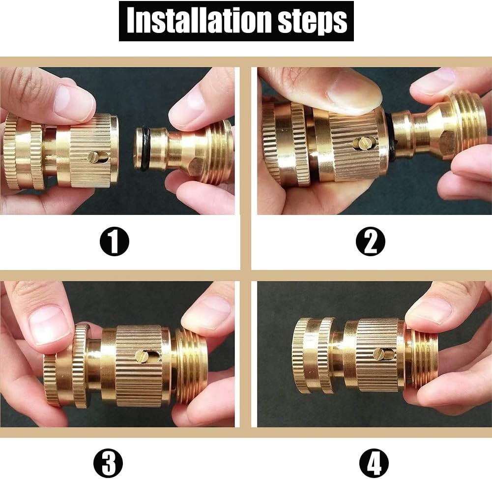 YUIP Female Brass Hose Connector, 3/4 inch Female Thread Tap Connector & Male Thread Brass Quick Connector & Spray Nozzle - Image 5