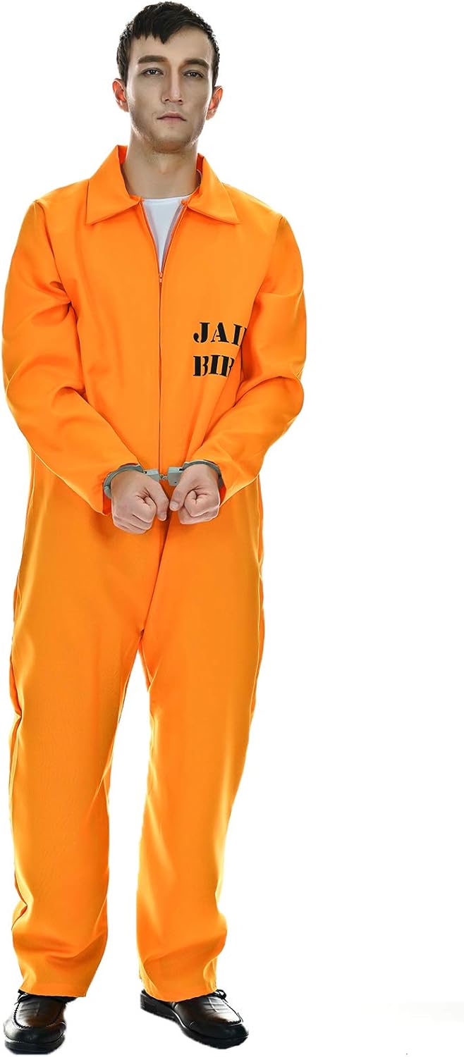 Men's Prisoner Jumpsuit Orange Scrub Fancy Costume Clothing