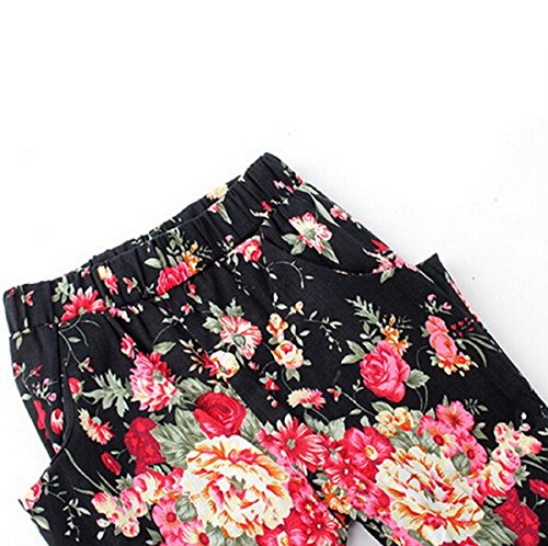 Jastore Girls Baby Sets 3PCS Sleeveless Shirt/Tops + Floral Pants + Headband Vogue Clothes (3-4 Years)