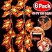 6 Pack Fall Garland with Lights Thanksgiving Decor Total 60FT & 120 Lights Maple Leaves String Lights Thanksgiving Halloween Garland Waterproof 3AA Battery Powered for Thanksgiving Fireplace Outdoor D