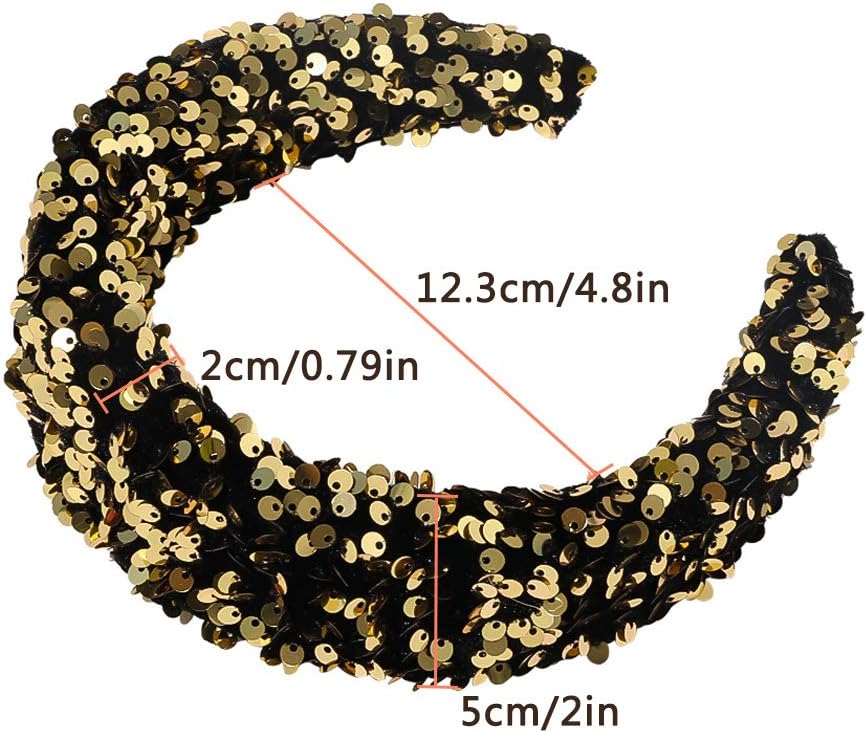 ECANGO 3 Packs Reversible Sequin Headband for Women Girls Wide Sparkly Velvet Padded Hairbands Elastic Bling Bling Hair Hoops Accessories - Image 5