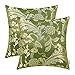 CaliTime Pack of 2 Throw Pillow Covers Cases for Couch Sofa Home Decor, Vintage Floral Leaves, 18 X 18 Inches, Olive Green