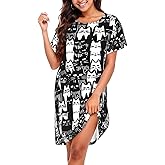 AuHomea Nightgowns For Women Sleepshirts Short Sleeve Nightshirt Casual Sleepdress Comfy Nightdress