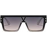 bullabulling Retro Square Sunglasses for Womens Mens Vintage Oversized Flat Top Sun Glasses 70s 80s 90s Shades