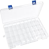 Qualsen Clear Plastic Organizer Box with Adjustable Dividers and Removable Grid for Tackle, Fishing Hooks, Crafts, Screws, Nu