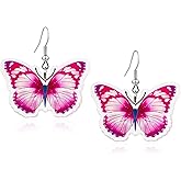 TIANBANGSHI Funny Floral Butterfly Earrings Multicolored Butterfly Wing Drop Dangle Earrings Fashion Insect Jewelry for Women Girls