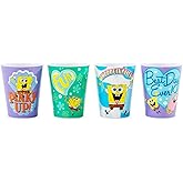 Silver Buffalo Nickelodeon SpongeBob SquarePants 4-Piece Plastic Mini Cup Set | Reusable Drinkware For Birthdays, Parties, Ev