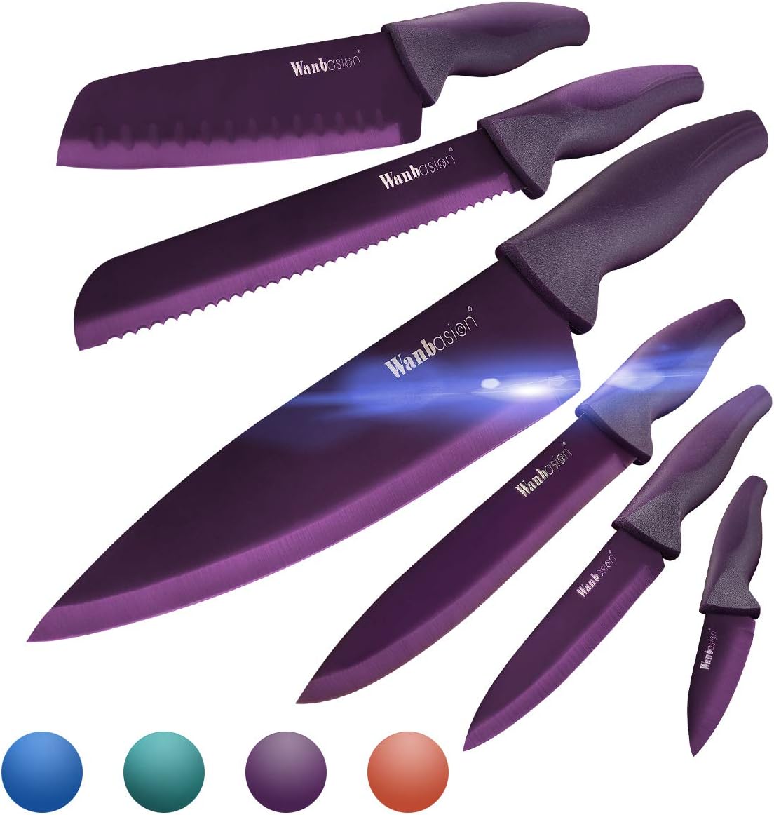 Wanbasion Purple Professional Kitchen Knife Chef Set, Kitchen Knife Set