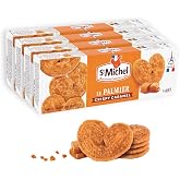 St Michel Caramel Palmiers Biscuits Made In France, pack of 4 (100g each) Non-GMO. Total of 48 Crunchy Caramel glazed Puff Pastry Butter Biscuits