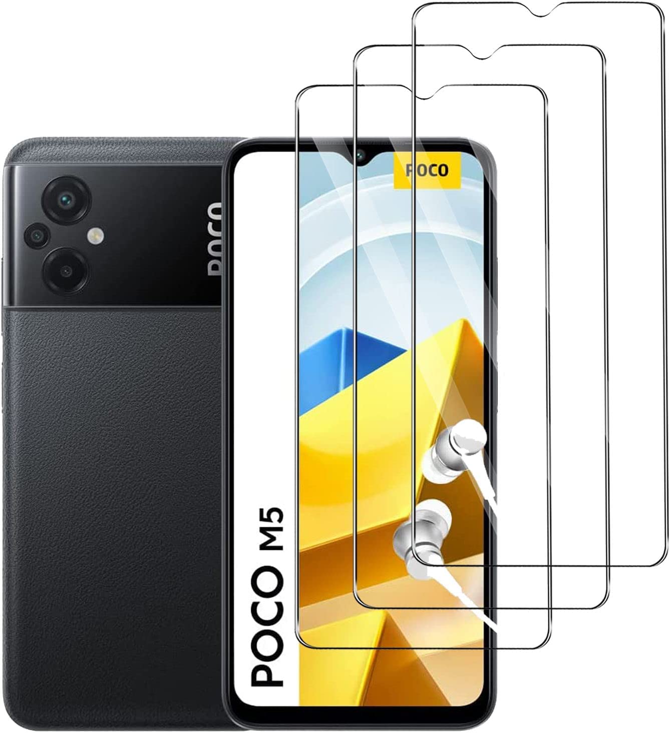 Screen Protector for Xiaomi POCO M5, [3 Pack] Tempered Glass for Xiaomi POCO M5, 9H Tempered Glass, Bubble-Free, High Definition, Anti-Scratch