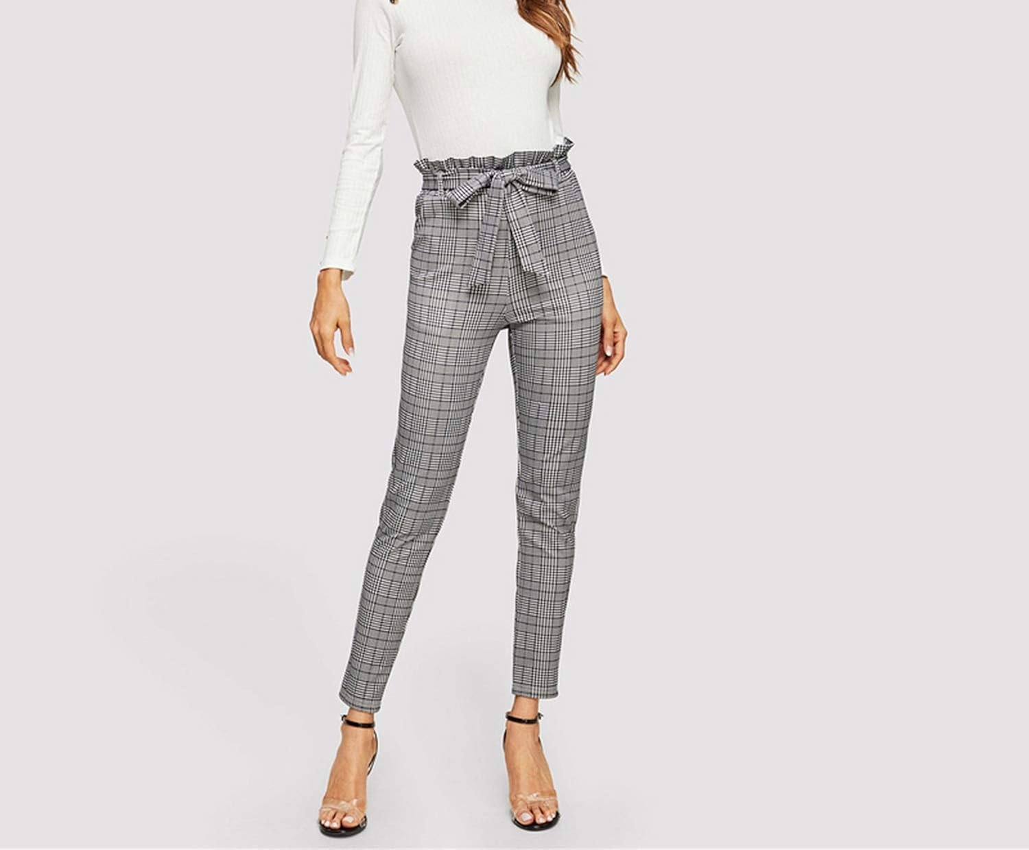 plaid cigarette pants womens