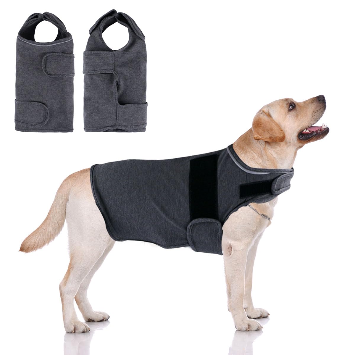 Hisprout anxiety Coat for Dogs, Lightweight Wrap Breathable Calming Vest, Dog Anxiety Jacket, Used to Keep Comfort for Dogs afraid of Fireworks or Storms(Grey,XL)