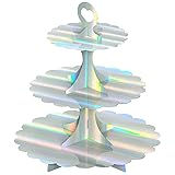 Humlindo Rainbow Silver Cupcake Stand Tower, 3-Tier