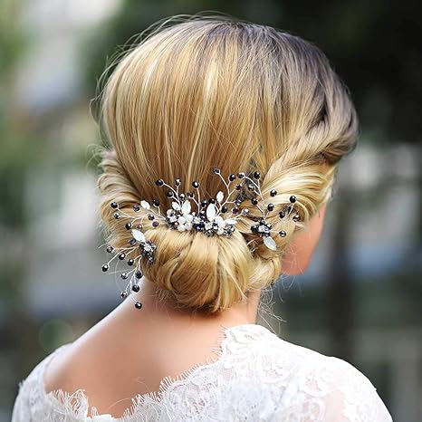 Yean Bride Wedding Hair Comb Rhinestones Black Bridal Hair