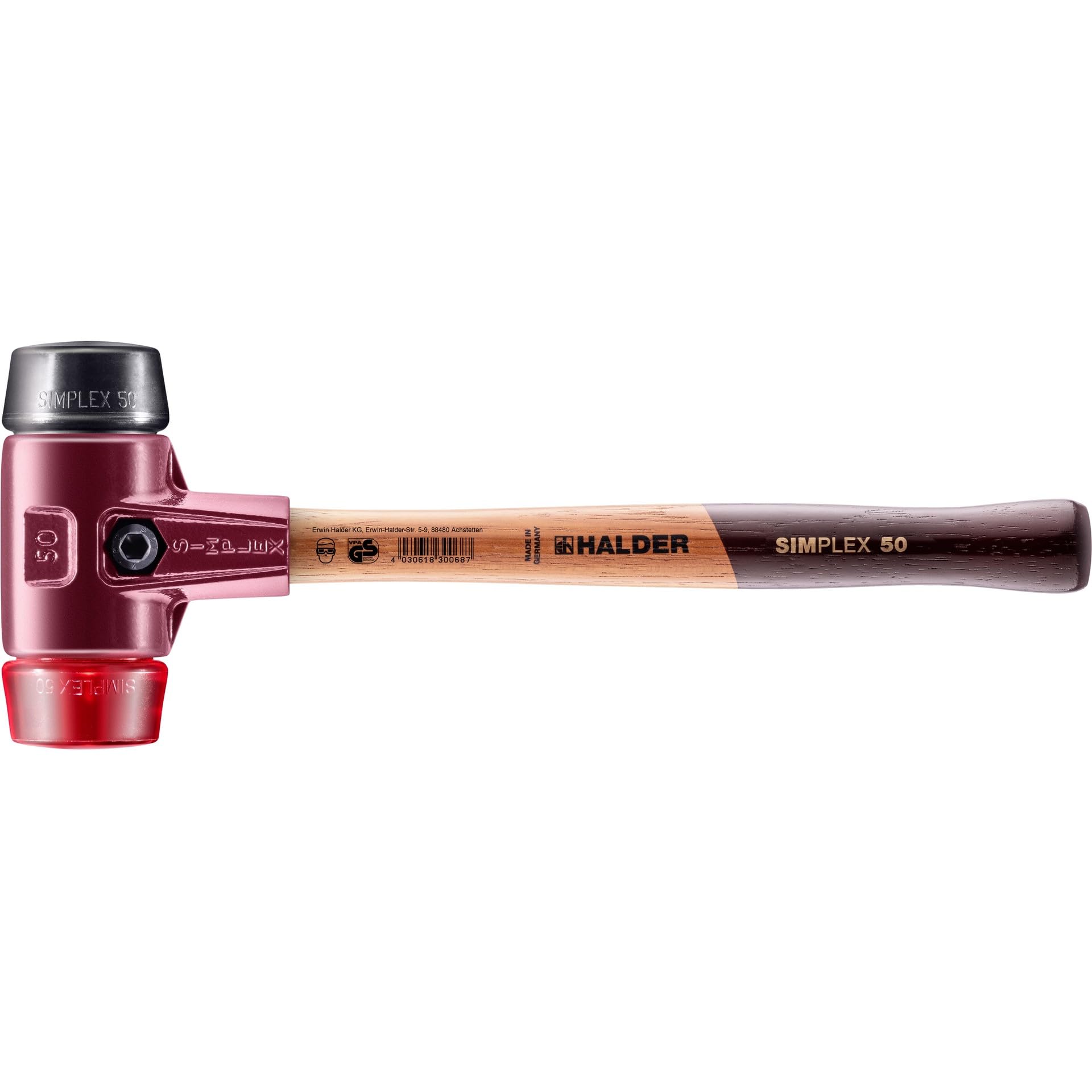 Halder 3026050 50 mm 3026 Rubber/Plastic "Simlpex" EH Soft-Face Mallet - Multi-Colour