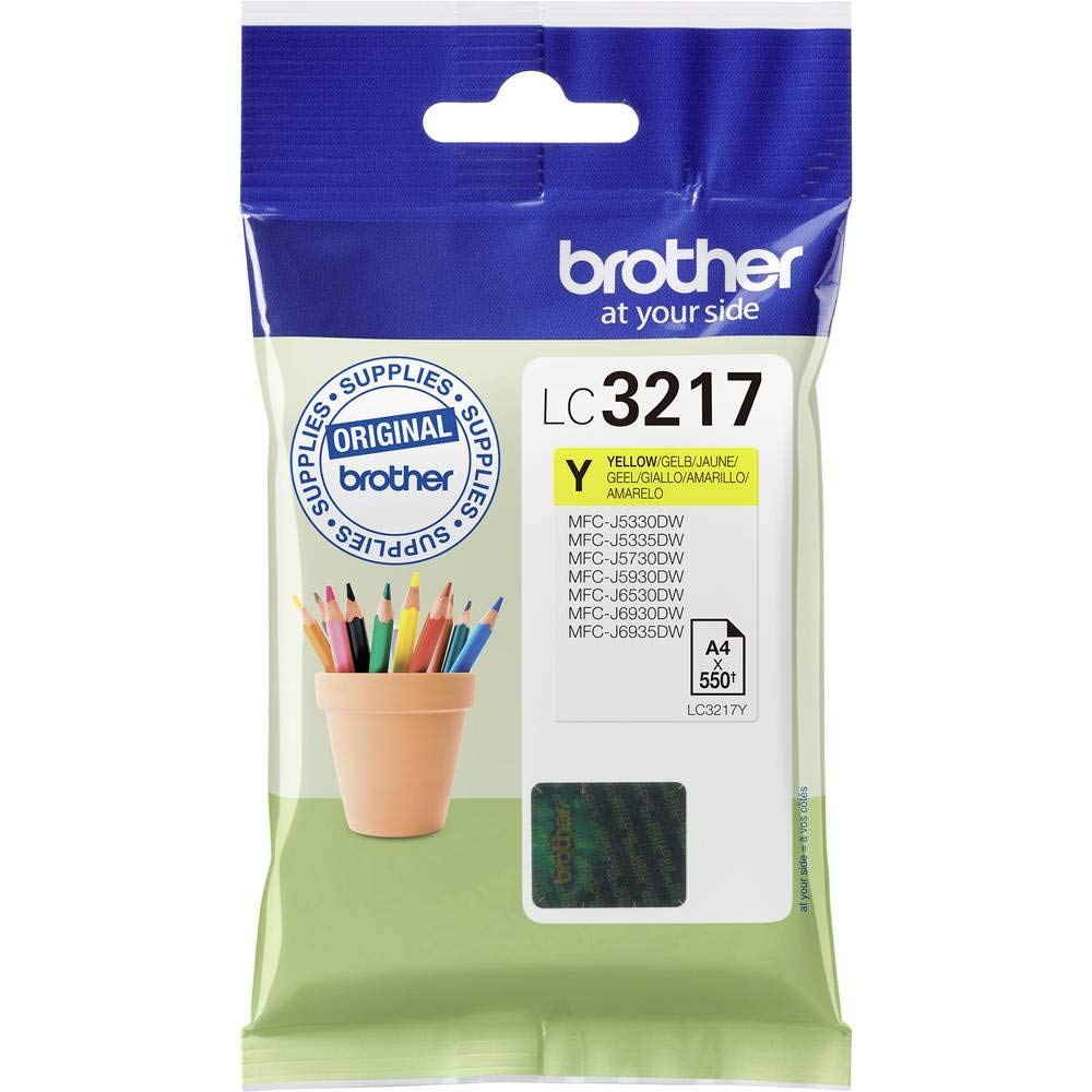 Brother LC-3217Y Inkjet Cartridge, Yellow, Single Pack, Standard Yield, Includes 1 x Inkjet Cartridge, Genuine Supplies