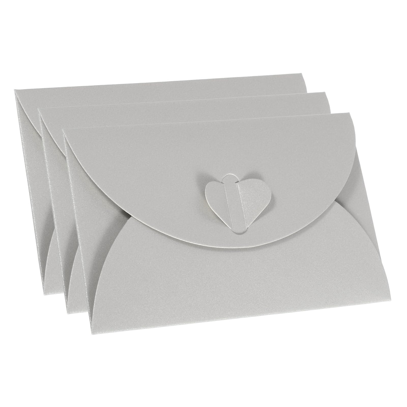 PATIKIL Gift Card Envelopes, 36 Pack Heart Shaped Clasp Small Gift Cards Holder Mini Envelope for Birthdays Weddings, Silver