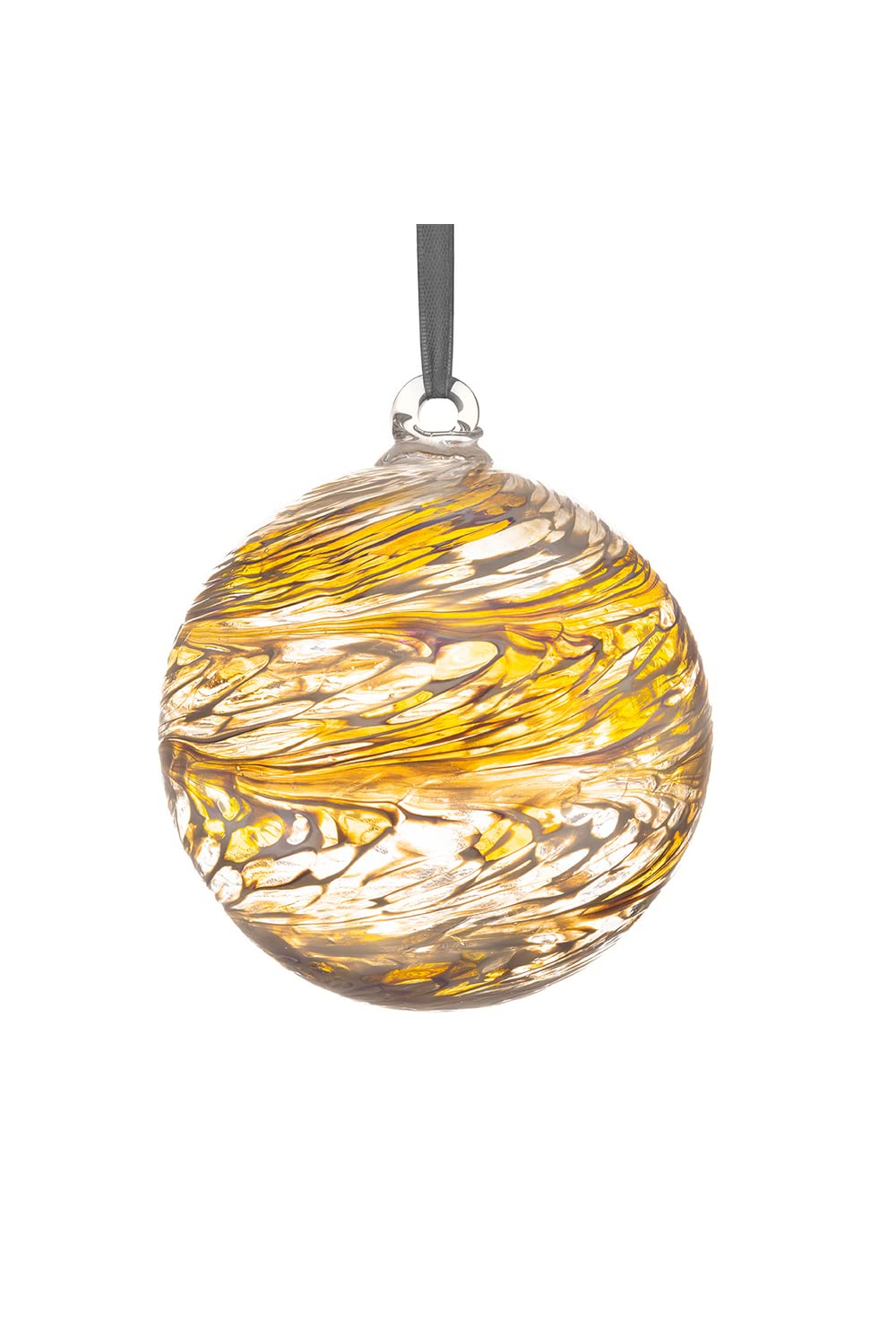 Sienna Glass 10cm Wedding Friendship Ball – Handcrafted Mouth-Blown Gold Glass Ornament – Gift Boxed Decoration for Weddings, Anniversaries, Windows, Gardens, Memorials, Home Decor