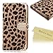 Mavis's Diary Crystal Magnetic Snap Design Leopard Leather Credit Card Holder Wallet Type Flip Case Cover for Samsung Galaxy Note 2 N7100 I605 L900 I317 T889 T-Mobile Version with Soft Clean Cloth (Brown)