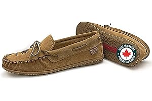 Laurentian Chief Moccasins for Women – Handcrafted Leather Womens Moccasin Slippers with Inca Embroidery, Soft Insole & Natur