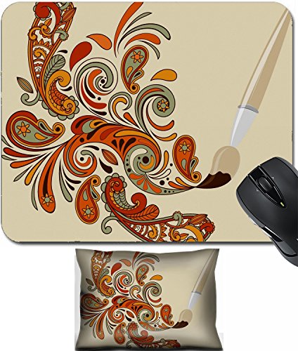 MSD Mouse Wrist Rest and Small Mousepad Set, 2pc Wrist Support design: 14857204 vector concept cartoon brush painting floral swirls and paisley elements