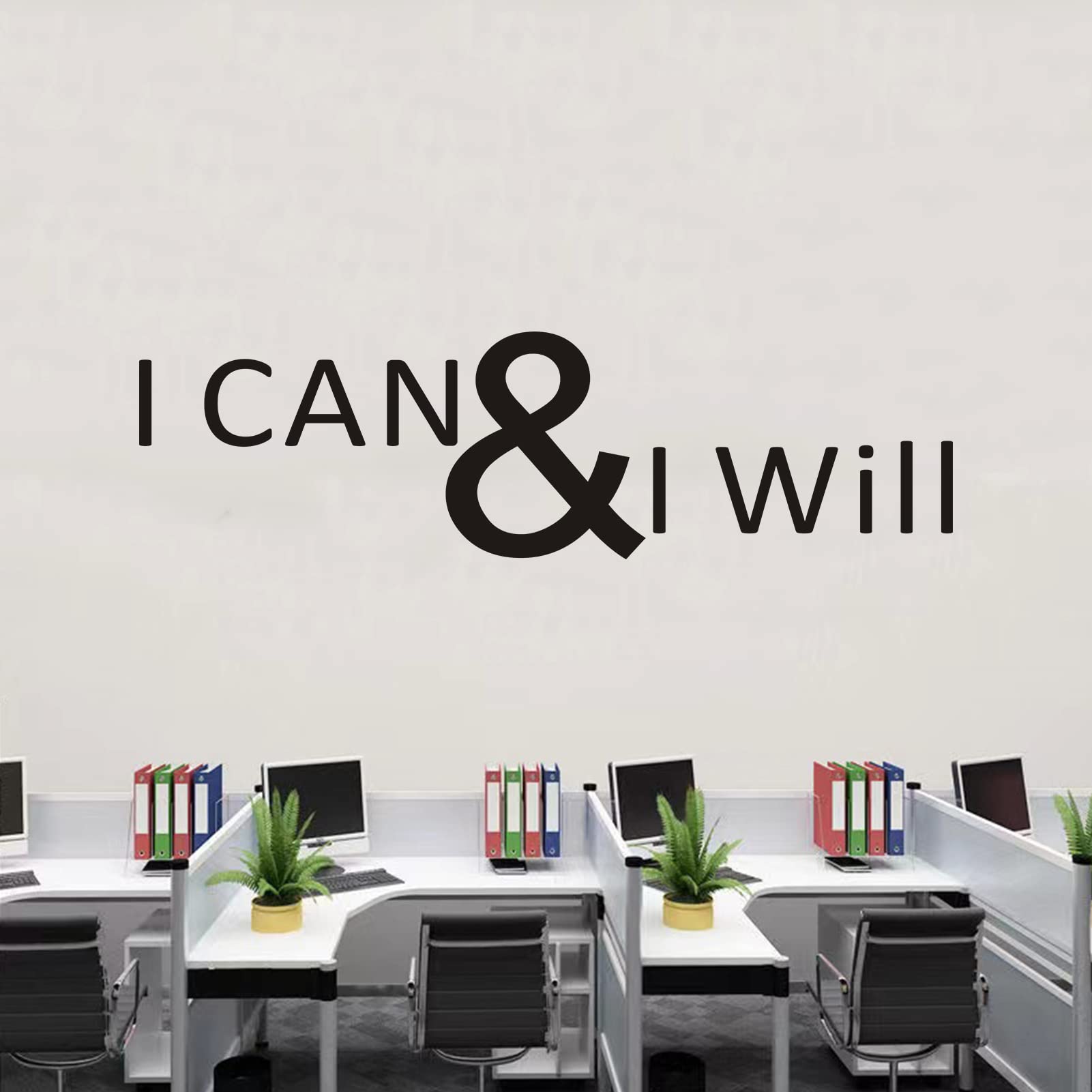 Gym Wall Art, Motivational Wall Stickers, ((Easy to Apply), Vinyl Wall Decor Art Wall Decals Decor Vinyl Quotes Inspirational Bedroom Office Classroom Sayings Home Words Signs, I CAN & I Will 35"X9.8"