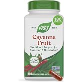 Nature's Way Cayenne Fruit Capsules, 450 mg Cayenne Pepper, Vegan, 180 ct | Traditional Digestion &amp; Circulation Support*, Dietary Supplement, Non-GMO