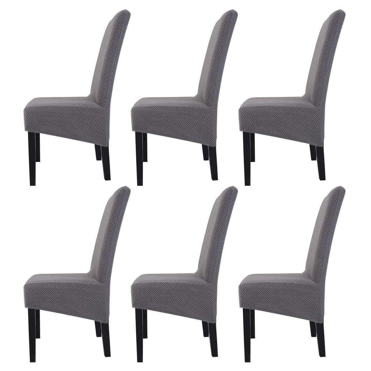 Large Size Dining Chair Covers Set of 6,Dining Room Chair Slipcovers,Stretch Removable Washable Large High Back Parsons Chair Covers for Dining Room,Hotel,Kitchen,Banquet,Home(Silver Grey,Pack of 6)