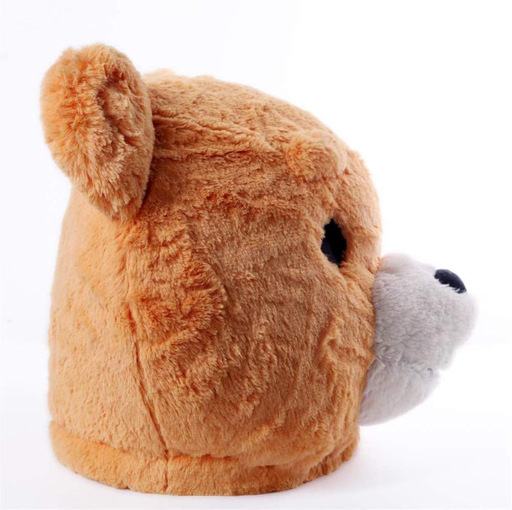 Lormaka Teddy Bear Costume Bear Mascot Head Plush Animal Mask Adult Halloween Dress, Orange - Image 3