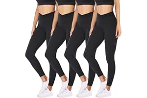 NEXIEPOCH 4 Pack Leggings for Women - High Waisted Tummy Control Soft No See-Through Black Yoga Pants for Athletic Workout