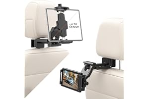 KDD Car Headrest Tablet Holder Mount, 360°Adjustable iPad Stand for Car Back Seat and Desk, Road Travel Essentials Accessory 