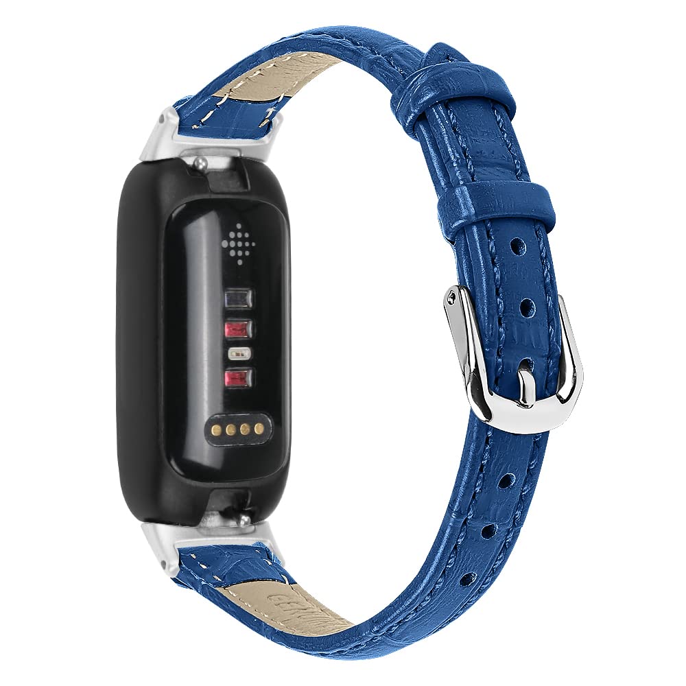 AISPORTS Compatible with Fitbit Inspire 3 Strap Leather for Women Men, Soft Slim Breathable Sport Wristband Metal Classic Buckle Clasp Bracelet Replacement Strap for Fitbit Inspire 3 Fitness Tracker
