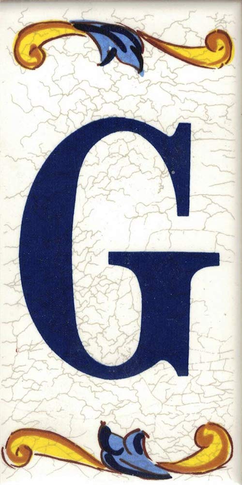 GOLDEN TORO NUMBERS HOUSE. Numbers and Letters on Tile. Ceramic Tile Crackle Style Names and Addresses Medium Crackle Design 5x10 cm, multicolour