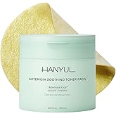 HANYUL Artemisia Soothing Toner Pads with Centella Asiatica and Hyaluronic Acid | Hydrating & Calming Pre-Makeup Facial Pads for Sensitized Skin, Dual-Layer Design, 60 Count