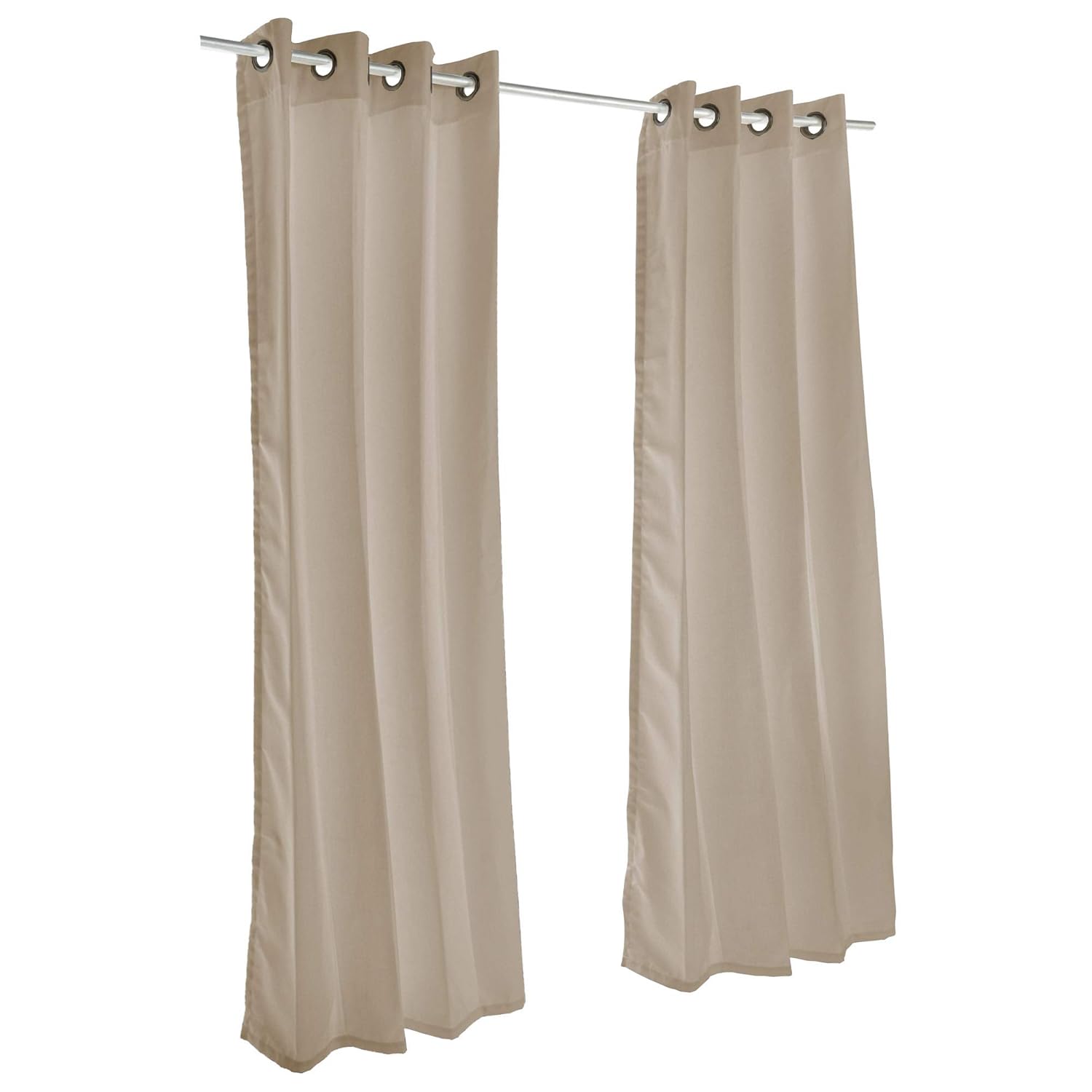 Sunbrella Canvas Brass Outdoor Curtain with Dark Gunmetal Grommets 50 in. Wide x 84 in. Long