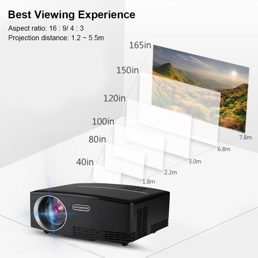 Zerone vídeo proyector Portable Mini LED Proyector Soporte 4 K x 2 ...