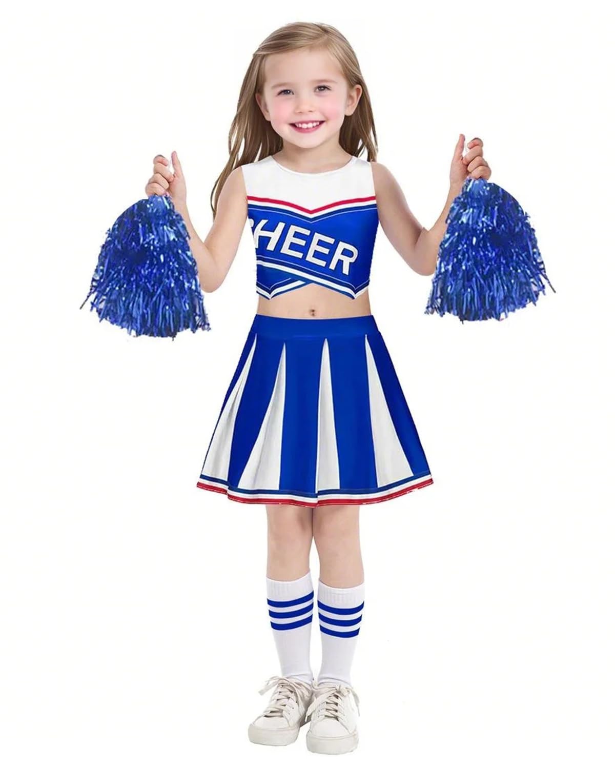 JiAmy Girls' Cheerleading Costumes, Kids Halloween Fancy Dress Up, School Musical Cheer Outfit Cheerleader Outfit 4-5 Years