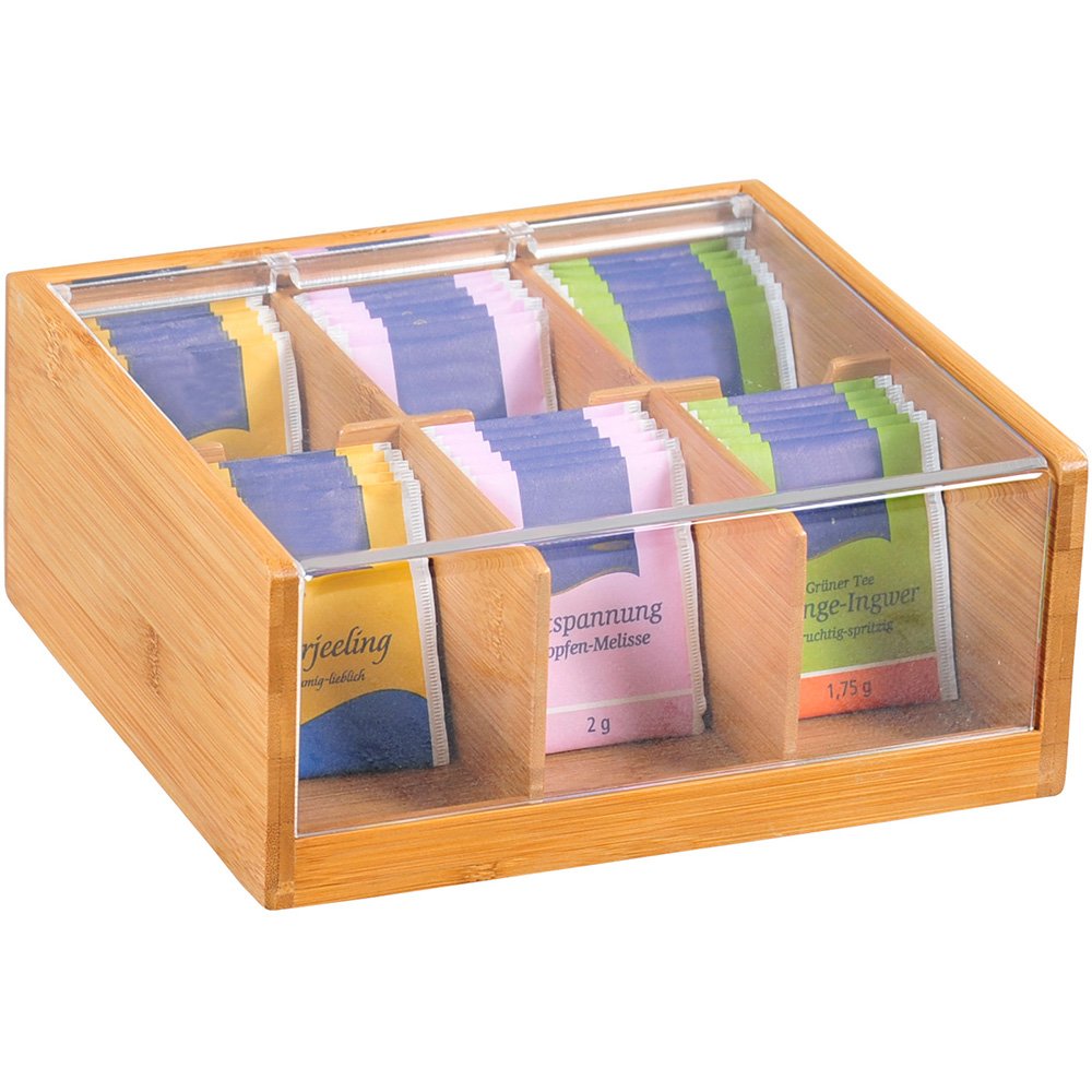 Kesper Bamboo Tea Box, Brown, 22 x 21 x 9.5 cm