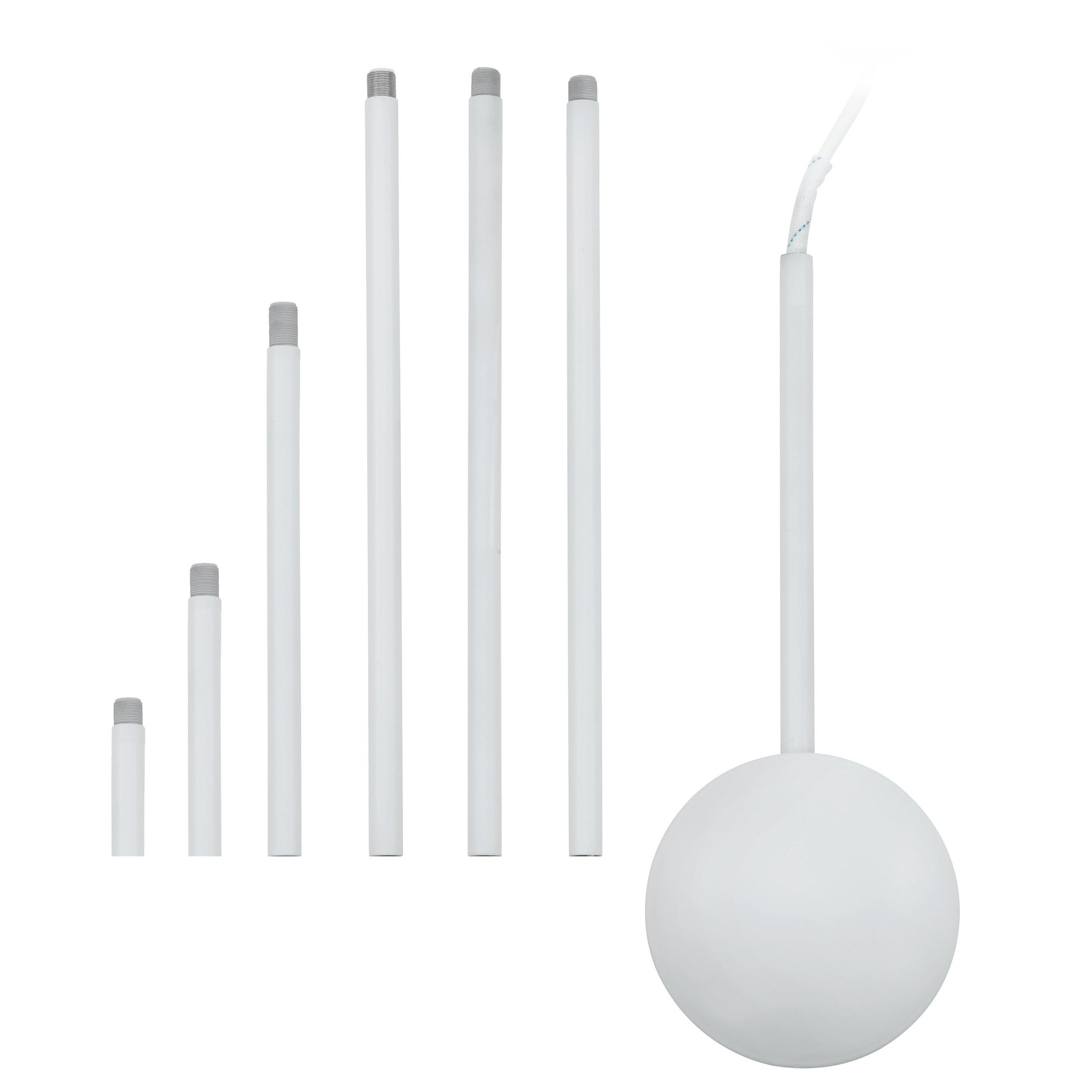 Eglo Extention Cable Duct, Steel Cabling, Colour: White, Length: 320-1570 mm/12.5-61.8 inches